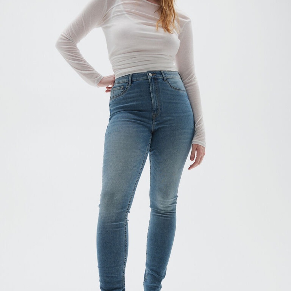 Sz M skinny H&M CURVY FIT ULTRA HIGH ANKLE JEGGINGS Classic Blue Women's Jeans